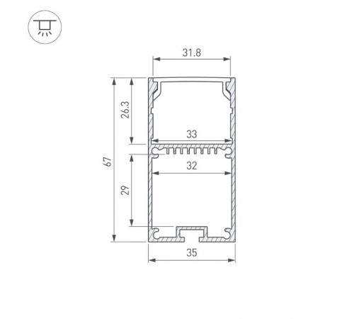 Профиль LINE-S-3667-2000 ANOD (Arlight, Алюминий)  041581  Arlight