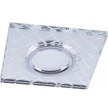 Светильник точечный встраиваемый под лампу, с LED подсветкой CD984 15LED*2835 SMD 4000K, MR16 50W G5.3, "квадрат", прозрачный, хром  32572  FERON