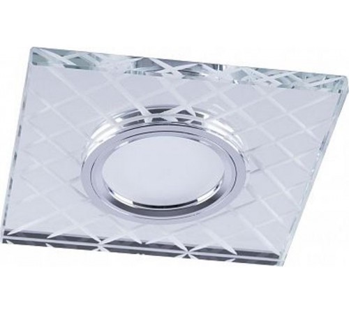 Светильник точечный встраиваемый под лампу, с LED подсветкой CD984 15LED*2835 SMD 4000K, MR16 50W G5.3, "квадрат", прозрачный, хром  32572  FERON