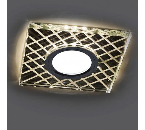 Светильник точечный встраиваемый под лампу, с LED подсветкой CD984 15LED*2835 SMD 4000K, MR16 50W G5.3, "квадрат", прозрачный, хром  32572  FERON