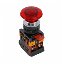 Кнопка AELA-22 "Грибок" красная с подсветкой NO+NC 24В EKF PROxima  pbn-aela-1r-24  EKF