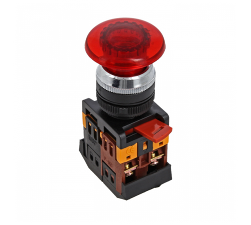 Кнопка AELA-22 "Грибок" красная с подсветкой NO+NC 380В EKF PROxima  pbn-aela-1r-380  EKF