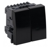 Выключатель модульный двухклавишный 45х45мм черная  АДЛ 13-905-Ч  Рувинил