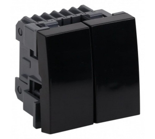 Выключатель модульный двухклавишный 45х45мм черная  АДЛ 13-905-Ч  Рувинил