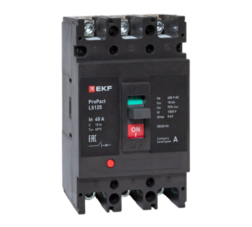 Выключатель автоматический LS125 18кА 3P 40А ProPact  mccb-125-18-3-40-ls  EKF
