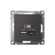 AtlasDesign Базальт USB Розетка A + тип-C 45Вт высокоскоростной заряд QC, PD, механизм  ATN001429  SE