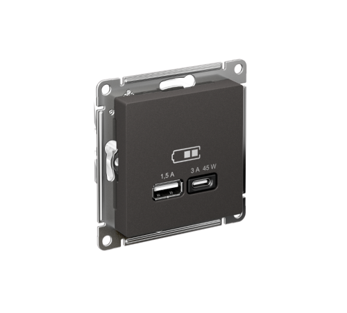 AtlasDesign Базальт USB Розетка A + тип-C 45Вт высокоскоростной заряд QC, PD, механизм  ATN001429  SE