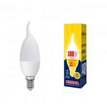 Лампа светодиодная LED-CW37-11W/WW/E14/FR/NR LED. "свеча на ветру", матовая. Серия Norma. 3000K  UL-00003817  Volpe