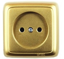 Розетка открытой установки, одноместная, со шторкой, с изолирующей пластиной, цвет золото  РА16-104-07  HEGEL