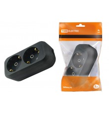 Колодка розеточная 2 гнезда 2П+З 16А 250В черная  SQ1806-0115  TDM