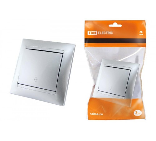 Выключатель на 2 направления 1 кл. 10А серебр. металлик "Лама"   SQ1815-0206  TDM