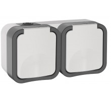 TORS Розетка 2-ая с з/к кр. гориз. 16А IP55 TS222 белый  TS-R26-16-55-G-K41  IEK