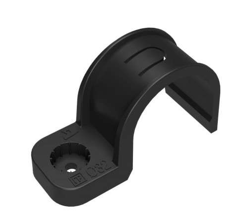 Крепеж-скоба пластиковая односторонняя для прямого монтажа атмосферостойкая черная в гофроящике d32 мм (350шт/кор)  PR13.02550  Промрукав