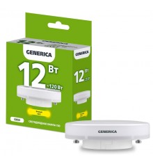 Лампа светодиодная T80 таблетка 12Вт 230В 3000К GX53   LL-T80-12-230-30-GX53-G  GENERICA