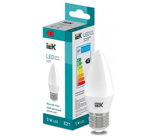 Лампа светодиодная Candle C37 400lm 4000K E27  LL-I-C37-5-230-40-E27  IEK