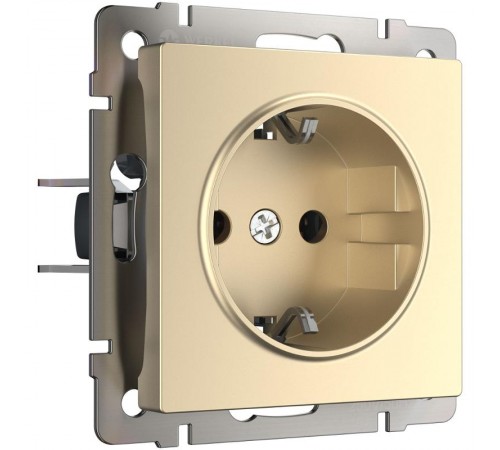 W1171111/Электроустановочные изделия - Розетка с заземлением и шторками (шампань)  a050858  Werkel