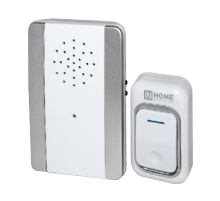 Звонок беспроводной ЗБ-9 25 мелодий с регулировкой звука, подсветкой, 150м цифр. кодир. с кнопкой IP44 СЕРЕБРЯНО-БЕЛЫЙ  4690612013374  IN HOME