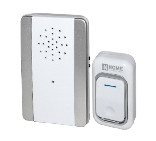 Звонок беспроводной ЗБ-9 25 мелодий с регулировкой звука, подсветкой, 150м цифр. кодир. с кнопкой IP44 СЕРЕБРЯНО-БЕЛЫЙ  4690612013374  IN HOME