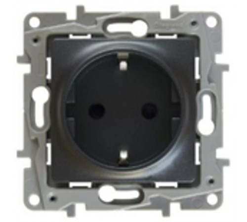 Etika Антрацит Розетка с заземлением, винтовые клеммы, 16А, 250 В  672621  Legrand