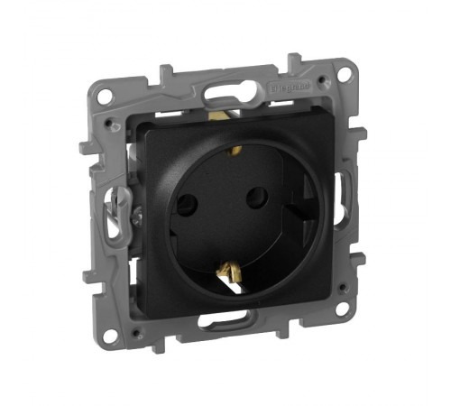 Etika Антрацит Розетка с заземлением, винтовые клеммы, 16А, 250 В  672621  Legrand