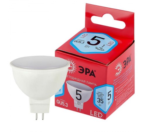 Лампа светодиодная LED MR16-5W-840-GU5.3 R (диод, софит, 5Вт, нейтр, GU5.3) (10/100/4800)  Б0049639  ЭРА