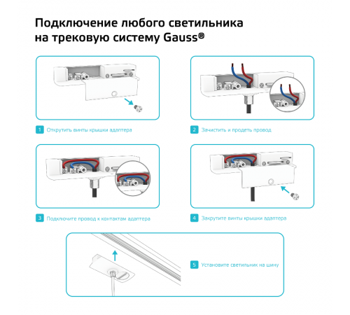 Адаптер питания для подключения светильника к трековой системе (с фиксирующей шайбой) цвет черный  TR126  Gauss
