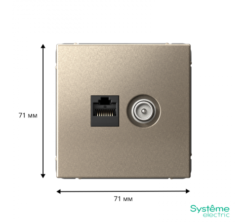 ArtGallery Шампань Розетка двойная TV + компьютерная RJ45, кат. 5Е  GAL000589  SE