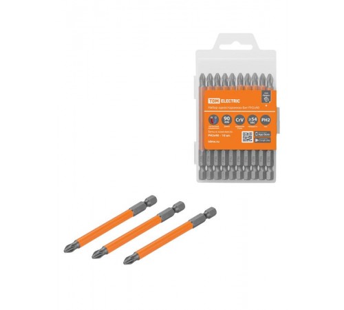 Набор бит PH2x90, односторонних, сталь CrV, Е 1/4", 10 шт., "Гранит"   SQ1019-0348  TDM