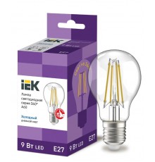 Лампа светодиодная A60 груша прозрачная 9Вт 230В 6500К E27 серия 360°  LLF-A60-9-230-65-E27-CL  IEK