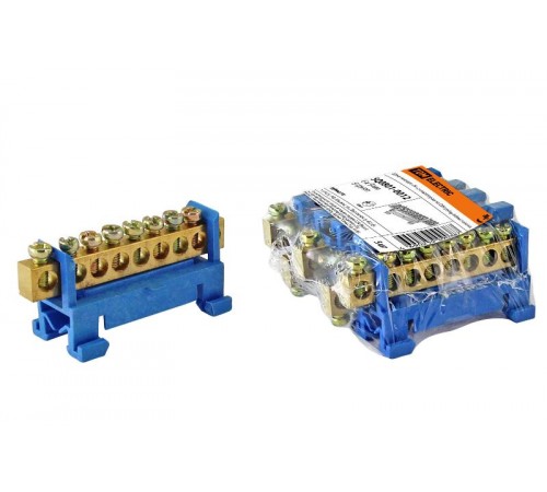 Шина "N" нулевая с изолятором на DIN-рейку 6x9мм стойка мал. 8 групп   SQ0801-0012  TDM