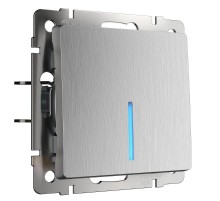 Выключатель одноклавишный с подсветкой Werkel cеребряный рифленый W1110109   a051364  Werk
