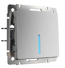 Выключатель одноклавишный проходной с подсветкой Werkel cеребряный рифленый W1112109  a051361  Werkel