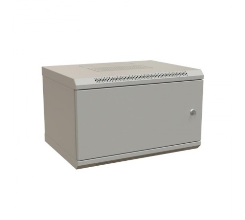WR-TW-0645-SR-RAL7035 Шкаф настенный 19-дюймовый (19"), 6U, 367x600х450мм, цельнометал.,дверь с замком, цвет серый (RAL 7035)  520993  WRLine