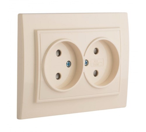 Розетка 2-мест. СП б/з 10А бежевый с защ. штор. Минск EKFERR10-102-200EKF