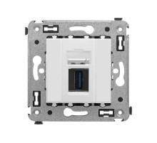 USB 3.0 розетка одинарная в стену, тип А-А, "Avanti", "Белое облако"  4400303  DKC