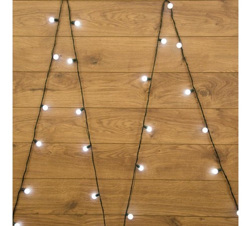 Гирлянда "Мультишарики" 25 мм 5м, темно-зеленый ПВХ, 25 диодов, цвет Белый  303-555  NEON-NIGHT