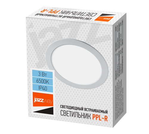 Светильник светодиодный встраиваемый downlight ДВО PPL-R 3w 6500K IP40 WH d90мм встр/круг  .5008441A  Jazzway