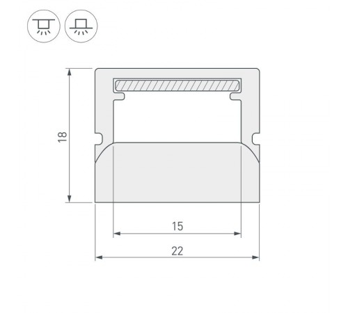 Профиль алюминиевый для светодиодной ленты WPH-FLOOR22-2000 (ARL, Пластик)   023290   Аrlight