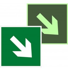 Знак эвакуационный E 02-02 "Направляющая стрелка под углом 45" 200х200 мм  an-e-02-02-f  EKF