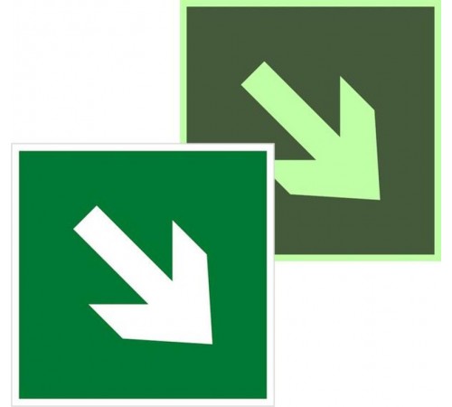 Знак эвакуационный E 02-02 "Направляющая стрелка под углом 45" 200х200 мм  pn-e-02-02-f  EKF