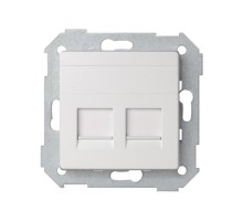 Розетка прямая для передачи данных со шторками на 2 разъема RJ45 белого матового цвета S82 Concept