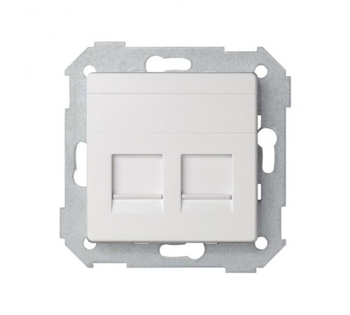 Розетка прямая для передачи данных со шторками на 2 разъема RJ45 белого матового цвета S82 Concept