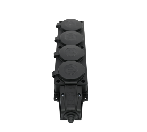 Колодка 4 гнезда 2К+З каучуковая 16А/250В IP44 Чёрная MultiSet  MST4104BK  SE