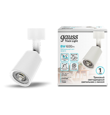 Светильник светодиодный трековый цилиндр 8W 600lm 4000K 180-220V IP20 59*164мм белый линза 50  TR089  Gauss