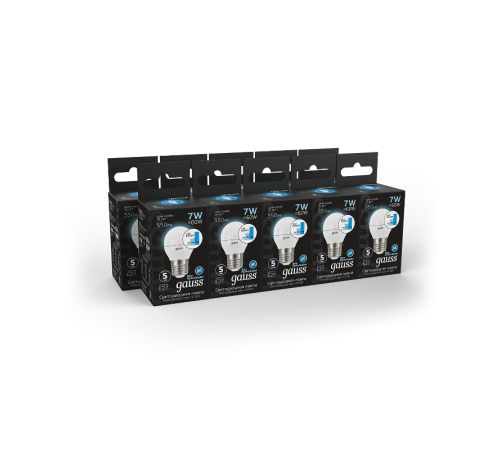 Лампа светодиодная LED 7Вт E27 220В 4100К шар, диммируемая  105102207-S  Gauss