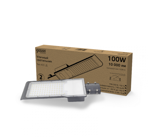 Светильник светодиодный консольный Avenue 100W 10000lm 5000K IP65 420*160*57  190-250V КСС "Д"  629536300  Gauss