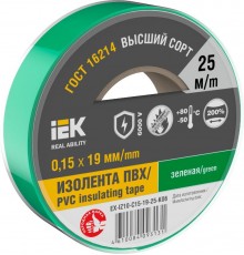 Изолента 0,15х19мм зеленая 25м  EX-IZ10-C15-19-25-K06  IEK