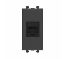 Компьютерная розетка RJ-45 без шторки модульная ,кат.6, "Avanti", "Черный матовый", 1 модуль  4412691  DKC