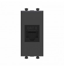 Компьютерная розетка RJ-45 без шторки модульная ,кат.6, "Avanti", "Черный матовый", 1 модуль  4412691  DKC