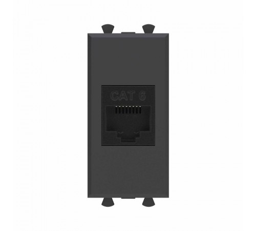 Компьютерная розетка RJ-45 без шторки модульная ,кат.6, "Avanti", "Черный матовый", 1 модуль  4412691  DKC